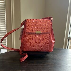 Brahmin Margo Coral Snapdragon Leather Shoulder Bag NWT